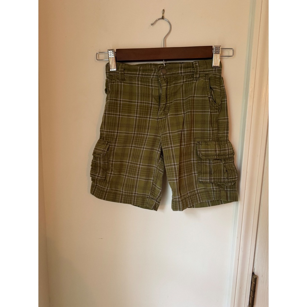 Carters Toddler Boys Olive Green Plaid Cargo‎ Shorts Size 5T Cotton 35623